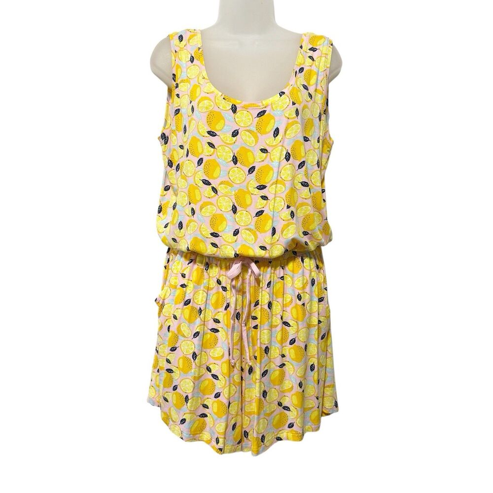 Alex's Lemonade Stand Romper Lemon Print Yellow Pink Size L
